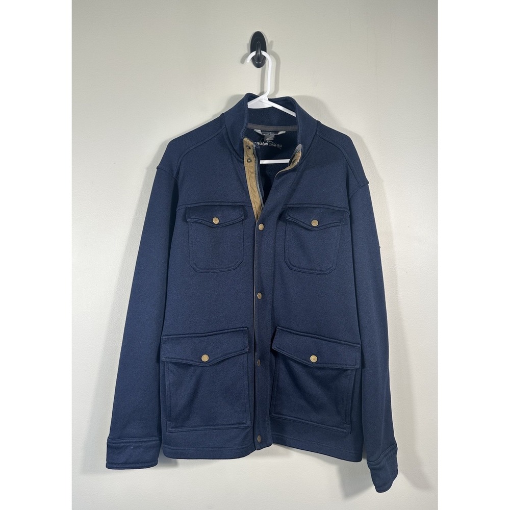 Eddie Bauer Jacket Mens Large Blue Radiator 4-Pocket Full Zip Fleece Sweater